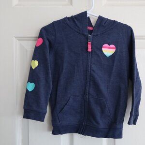 Jumping Beans Navy Blue zip up hoodie with heart detail 24m